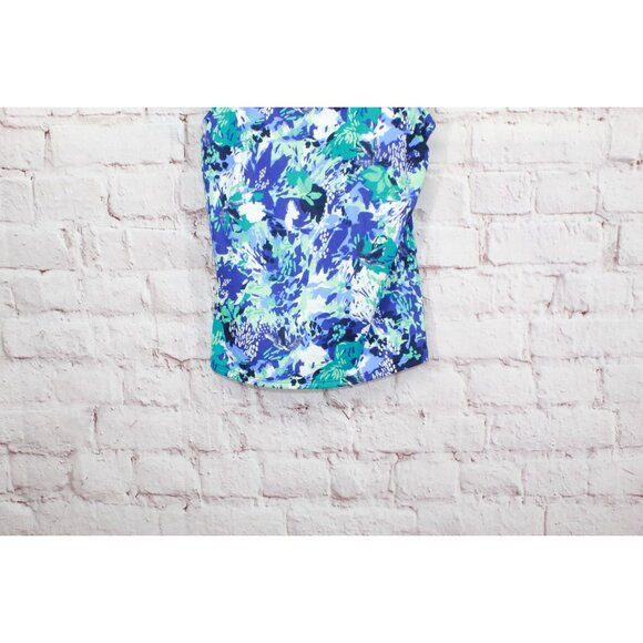 LL Bean BeanSport Swimwear Scoopneck Tankini Top Print Blue Size 4 - Picture 3 of 10